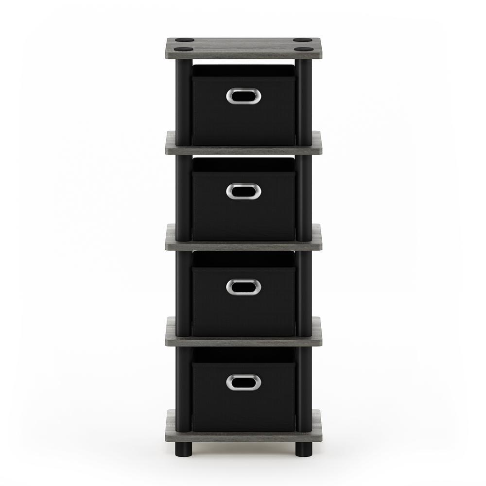 Furinno Turn-N-Tube LACi 4-Bins System Rack, French Oak Grey/Black. Picture 3
