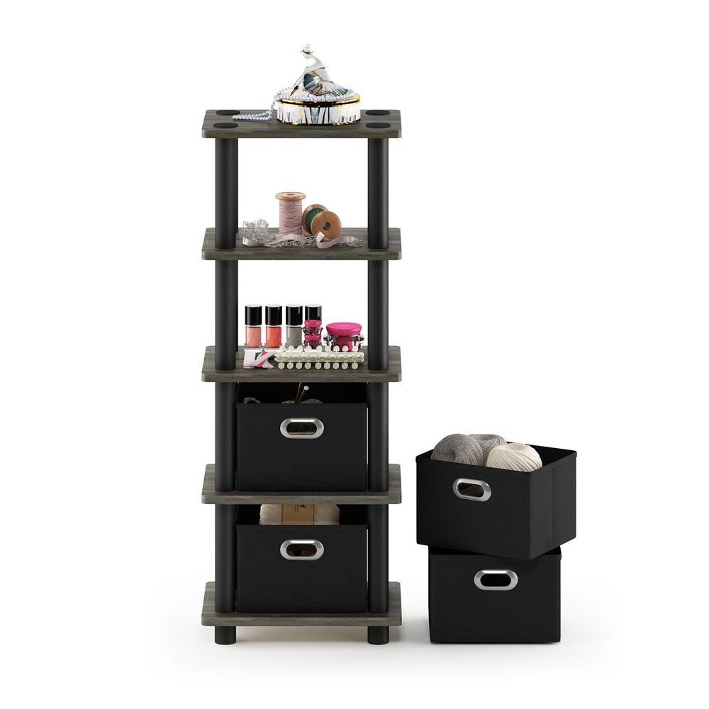 Furinno Turn-N-Tube LACi 4-Bins System Rack, French Oak Grey/Black. Picture 5
