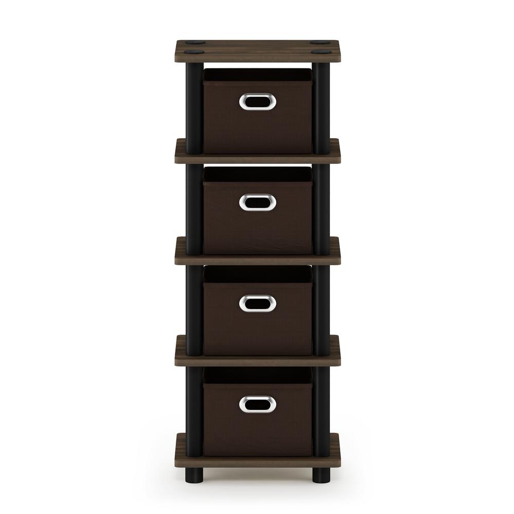 Furinno Turn-N-Tube LACi 4-Bins System Rack, Columbia Walnut/Black/Dark Brown. Picture 3