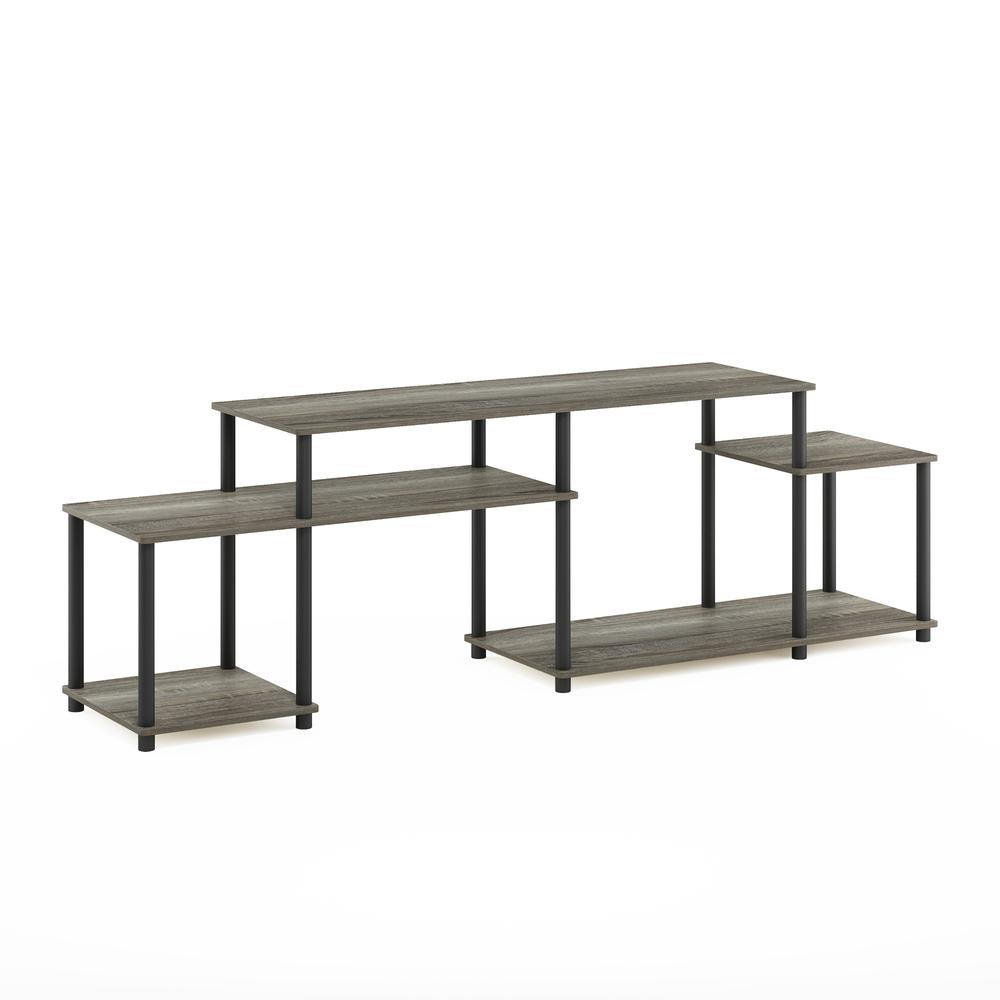 Furinno Turn-N-Tube Handel TV Stand for TV up to 55 Inch, French Oak Grey/Black. Picture 1