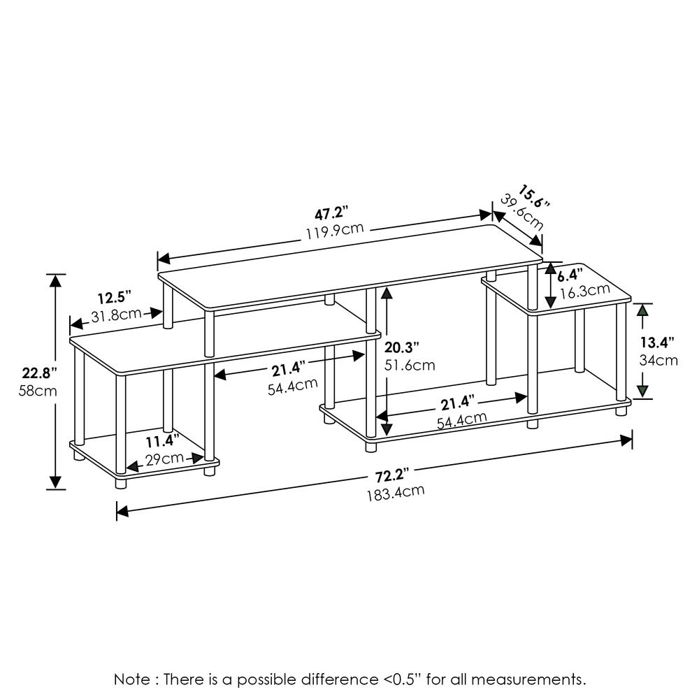 Furinno Turn-N-Tube Handel TV Stand for TV up to 55 Inch, French Oak Grey/Black. Picture 2