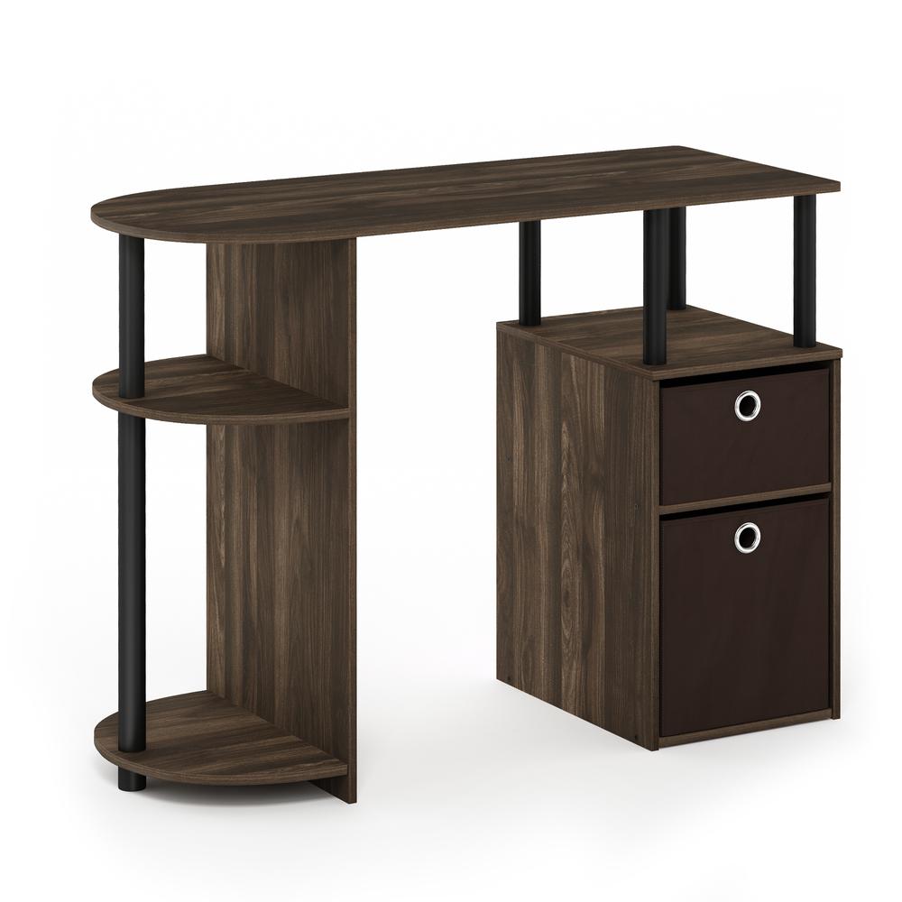 Furinno 15111 JAYA Simplistic Computer Study Desk with Bin Drawers, Columbia Walnut/Black/Dark Brown. Picture 1