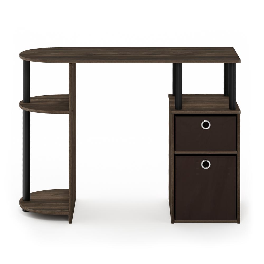 Furinno 15111 JAYA Simplistic Computer Study Desk with Bin Drawers, Columbia Walnut/Black/Dark Brown. Picture 2