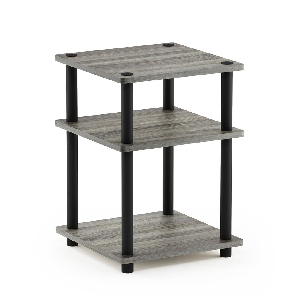Furinno Turn-N-Tube Easy Assembly Multipurpose Shelf, French Oak Grey/Black. Picture 1