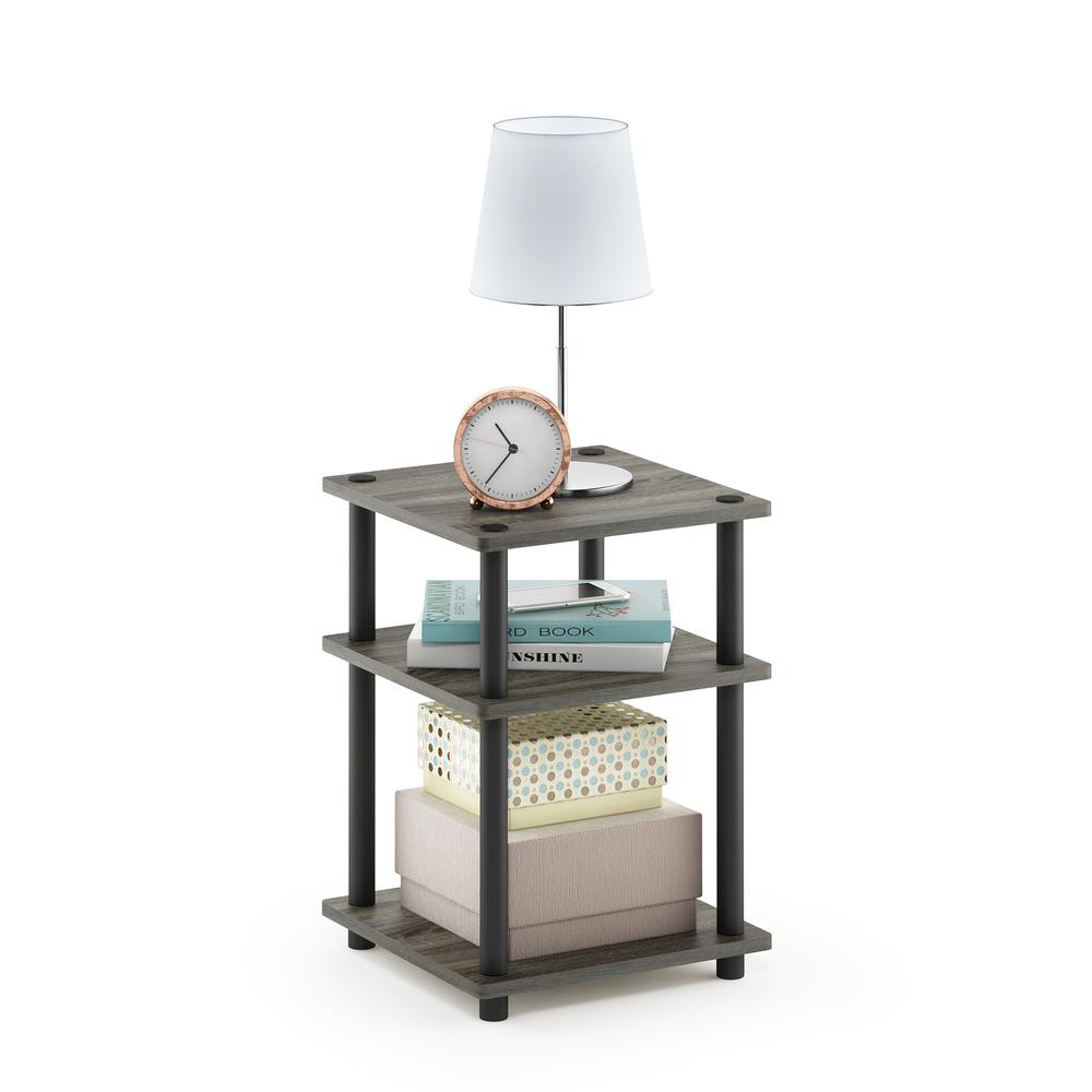 Furinno Turn-N-Tube Easy Assembly Multipurpose Shelf, French Oak Grey/Black. Picture 4