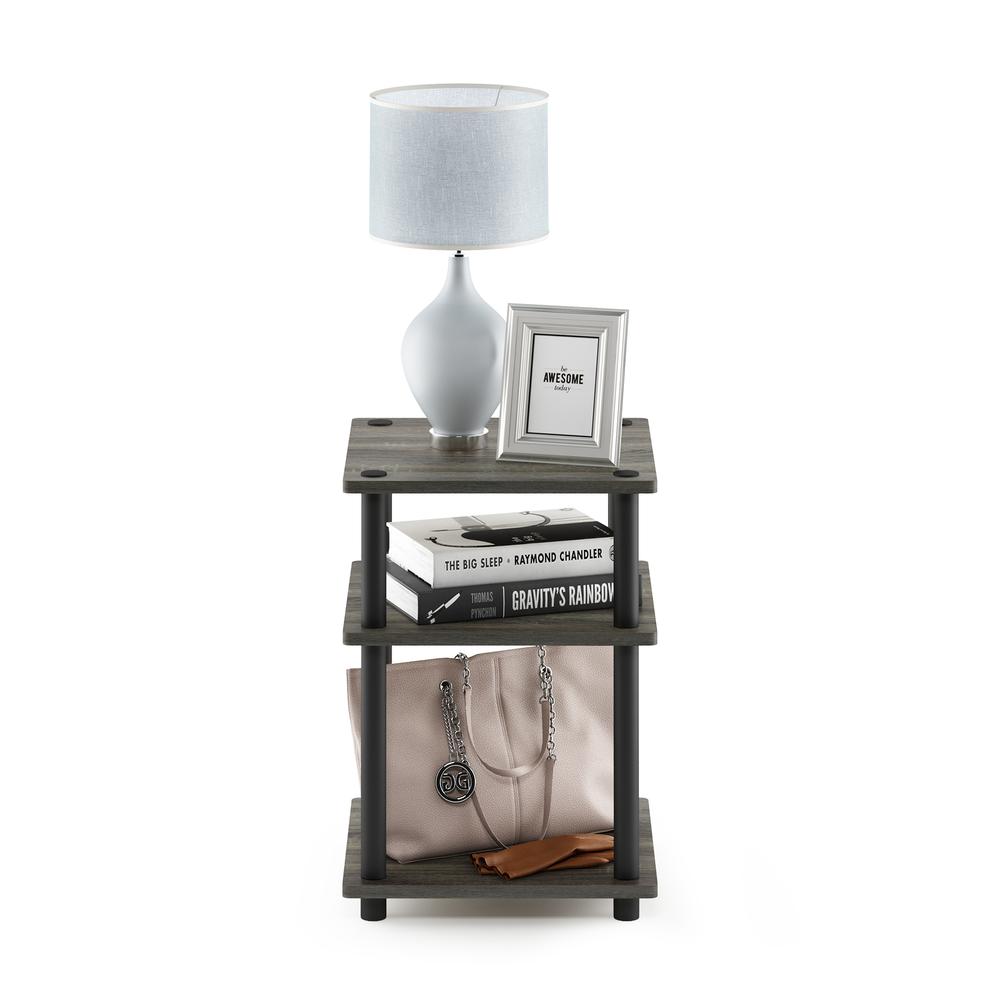 Furinno Turn-N-Tube Easy Assembly Multipurpose Shelf, French Oak Grey/Black. Picture 5