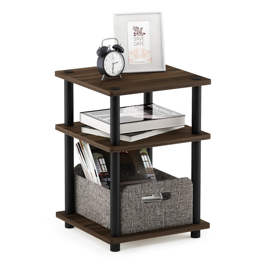 Furinno Turn-N-Tube Easy Assembly Multipurpose Shelf, Columbia Walnut/Black. Picture 4