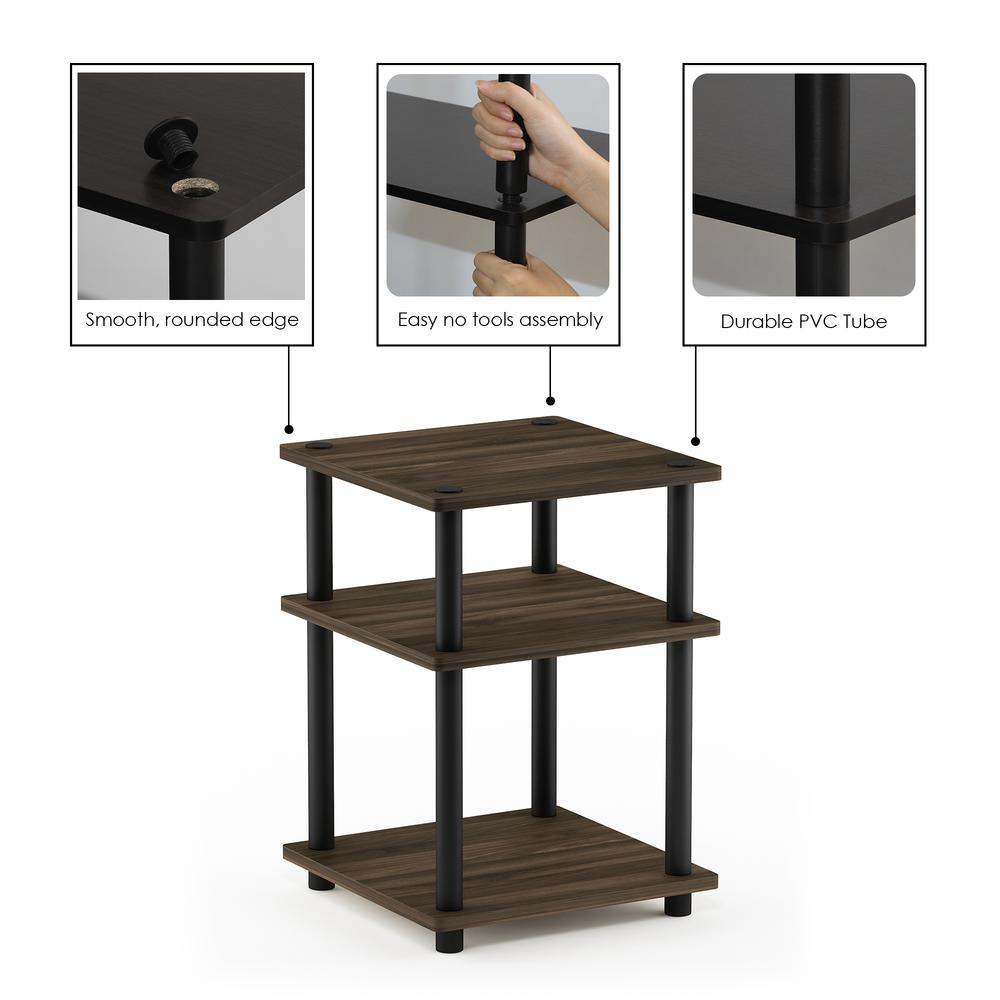 Furinno Turn-N-Tube Easy Assembly Multipurpose Shelf, Columbia Walnut/Black. Picture 7