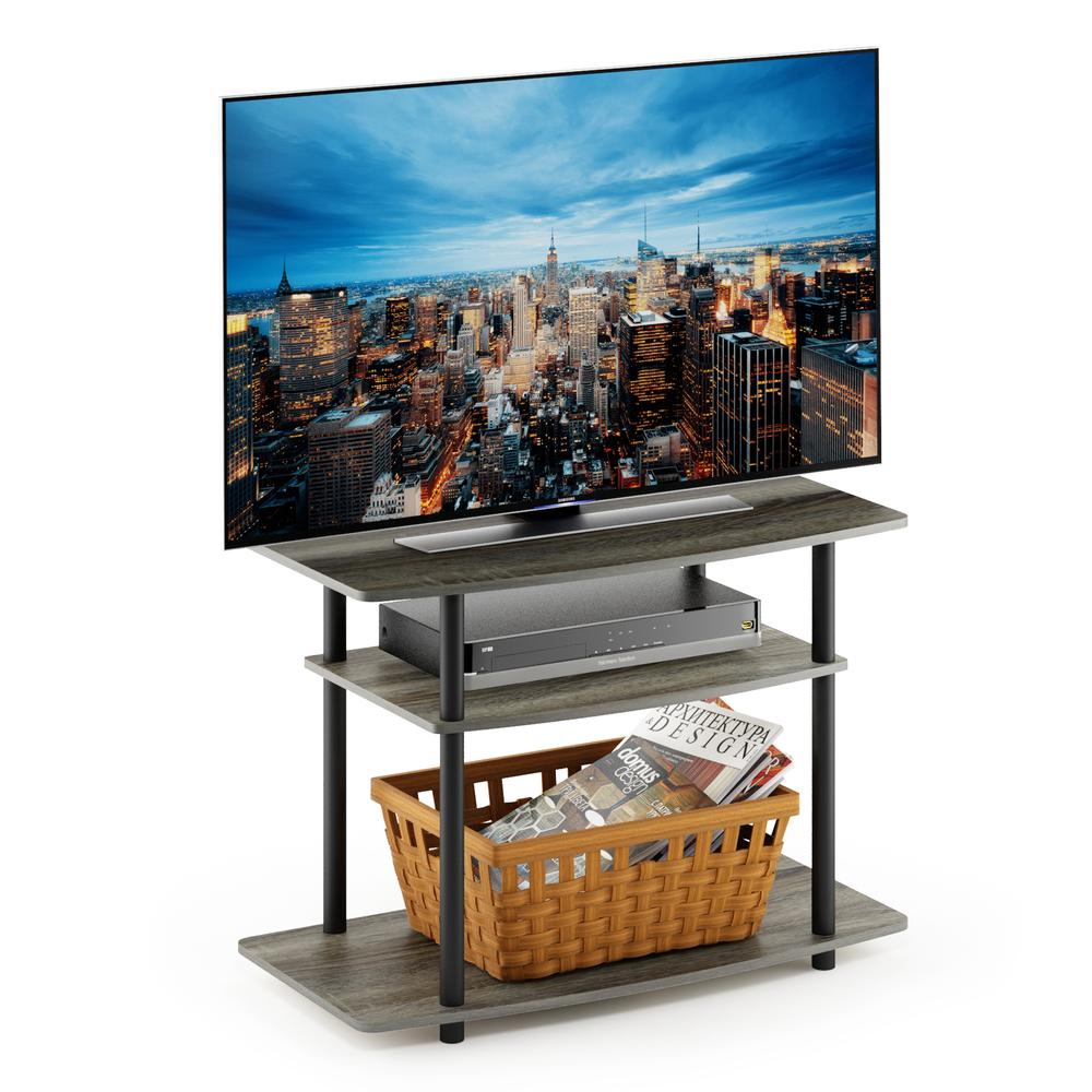 Furinno 13192 Turn-N-Tube No Tools 3-Tier TV Stands, French Oak Grey/Black. Picture 4