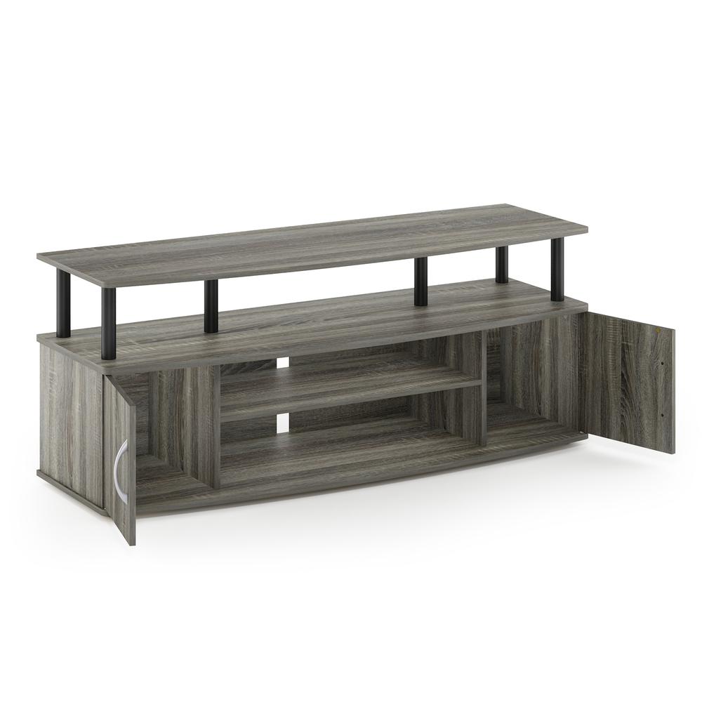Furinno JAYA Large Entertainment Center Hold up to 50-IN TV, French Oak Grey/Black. Picture 3