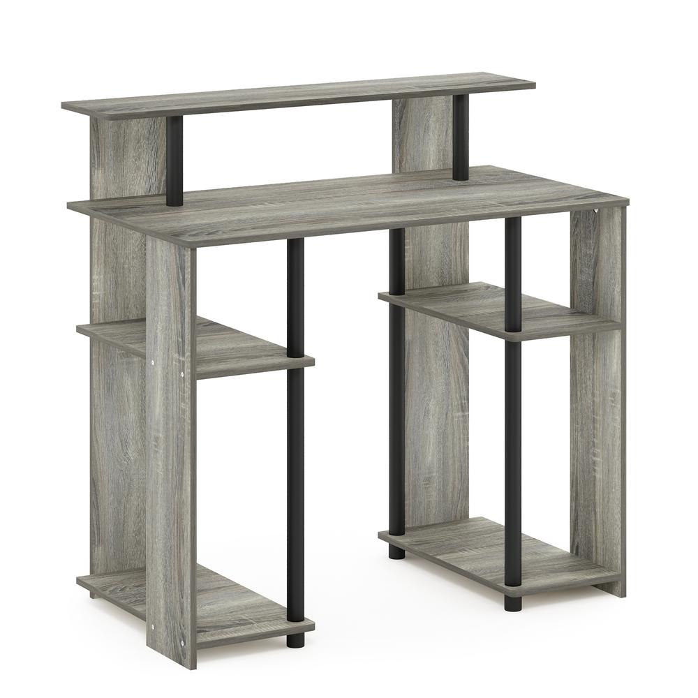 Furinno JAYA Simple Design Computer Writing Desk, French Oak Grey/Black. Picture 1