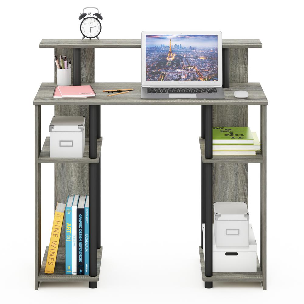Furinno JAYA Simple Design Computer Writing Desk, French Oak Grey/Black. Picture 4