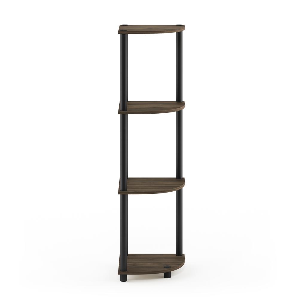 Furinno Turn-N-Tube 4-Tier Corner Display Rack Multipurpose Shelving Unit, Columbia Walnut/Black. Picture 3