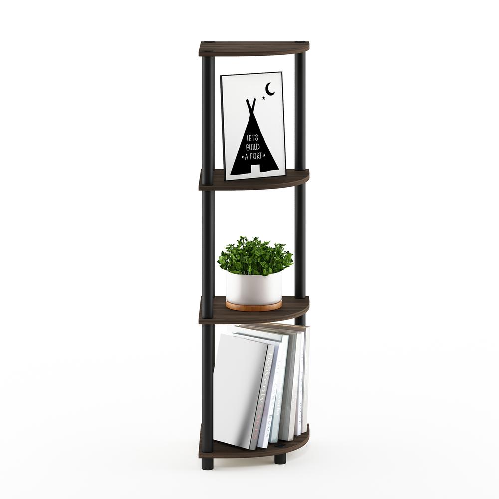 Furinno Turn-N-Tube 4-Tier Corner Display Rack Multipurpose Shelving Unit, Columbia Walnut/Black. Picture 5