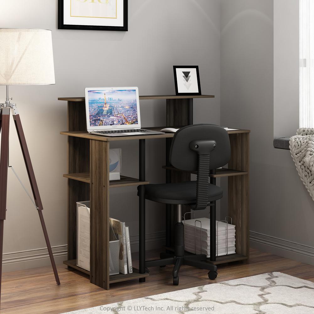 Furinno JAYA Large TV Stand for up to 50-Inch TV with Storage Bin, Columbia Walnut/Black/Dark Brown. Picture 5