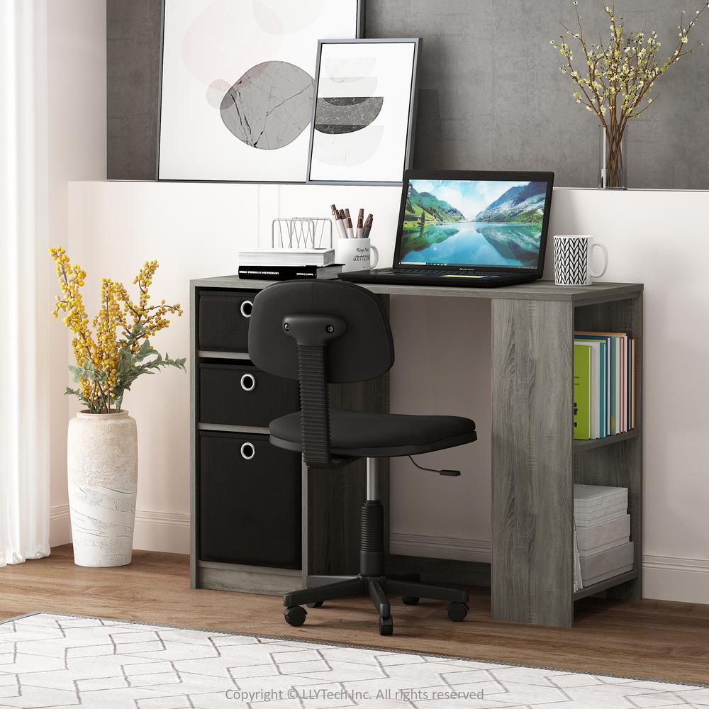Furinno 15110 JAYA Modern Computer Study Desk, French Oak Grey/Black. Picture 6