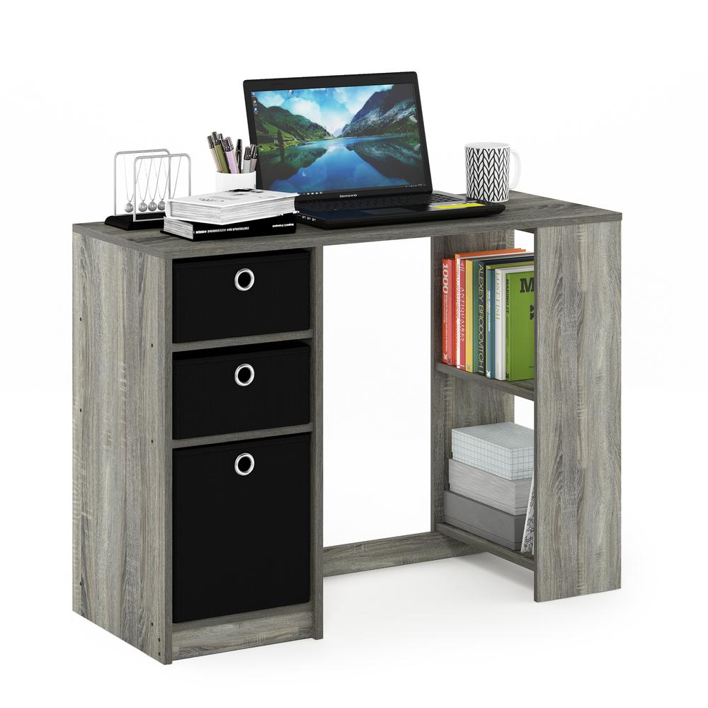 Furinno 15110 JAYA Modern Computer Study Desk, French Oak Grey/Black. Picture 4