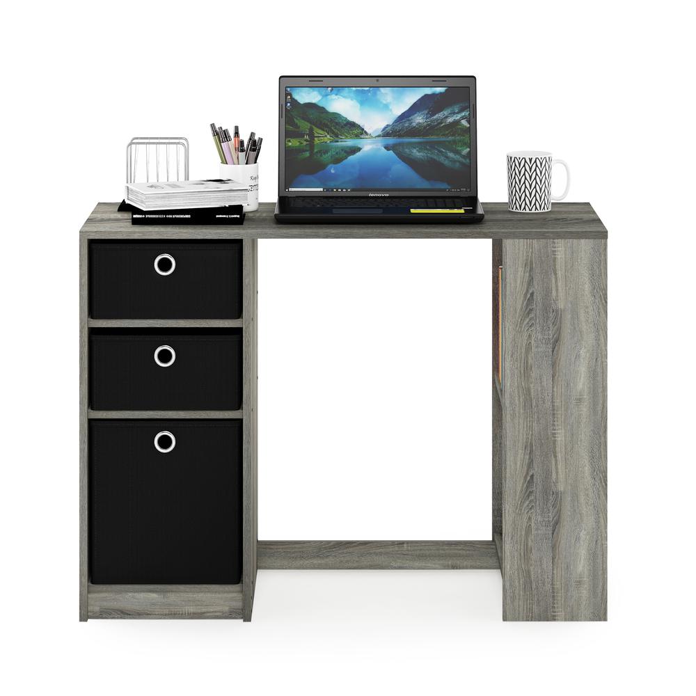 Furinno 15110 JAYA Modern Computer Study Desk, French Oak Grey/Black. Picture 5