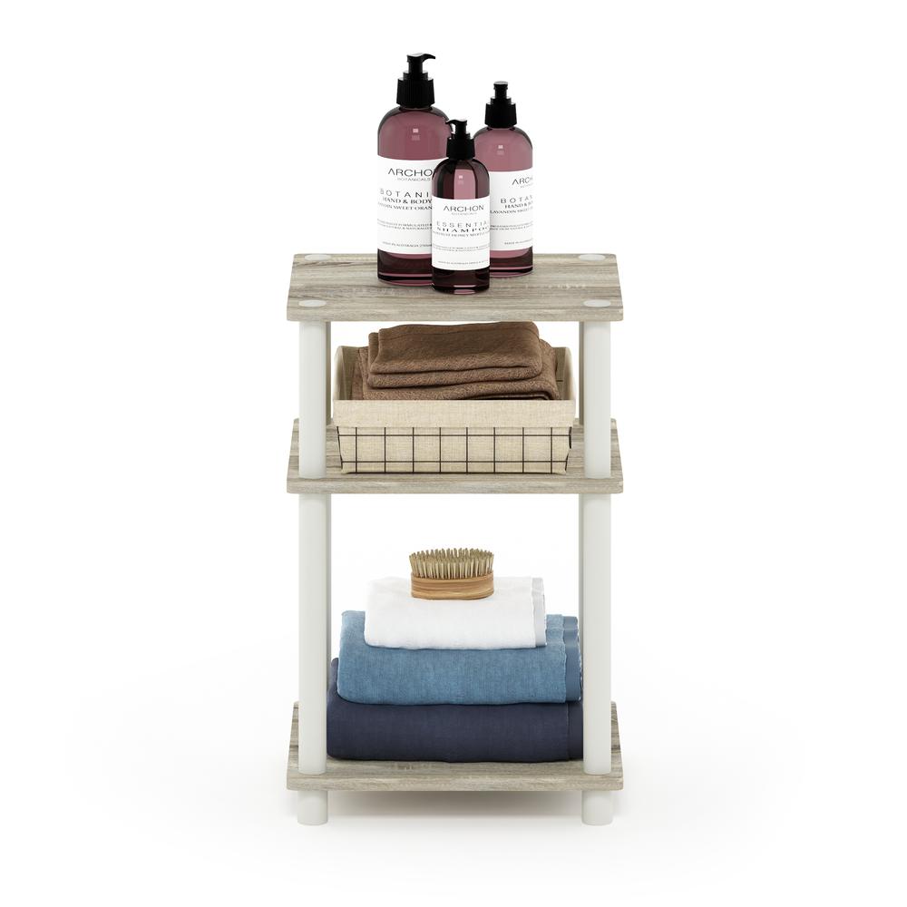 Furinno Just 3-Tier Turn-N-Tube End Table, Sonoma Oak/White. Picture 5