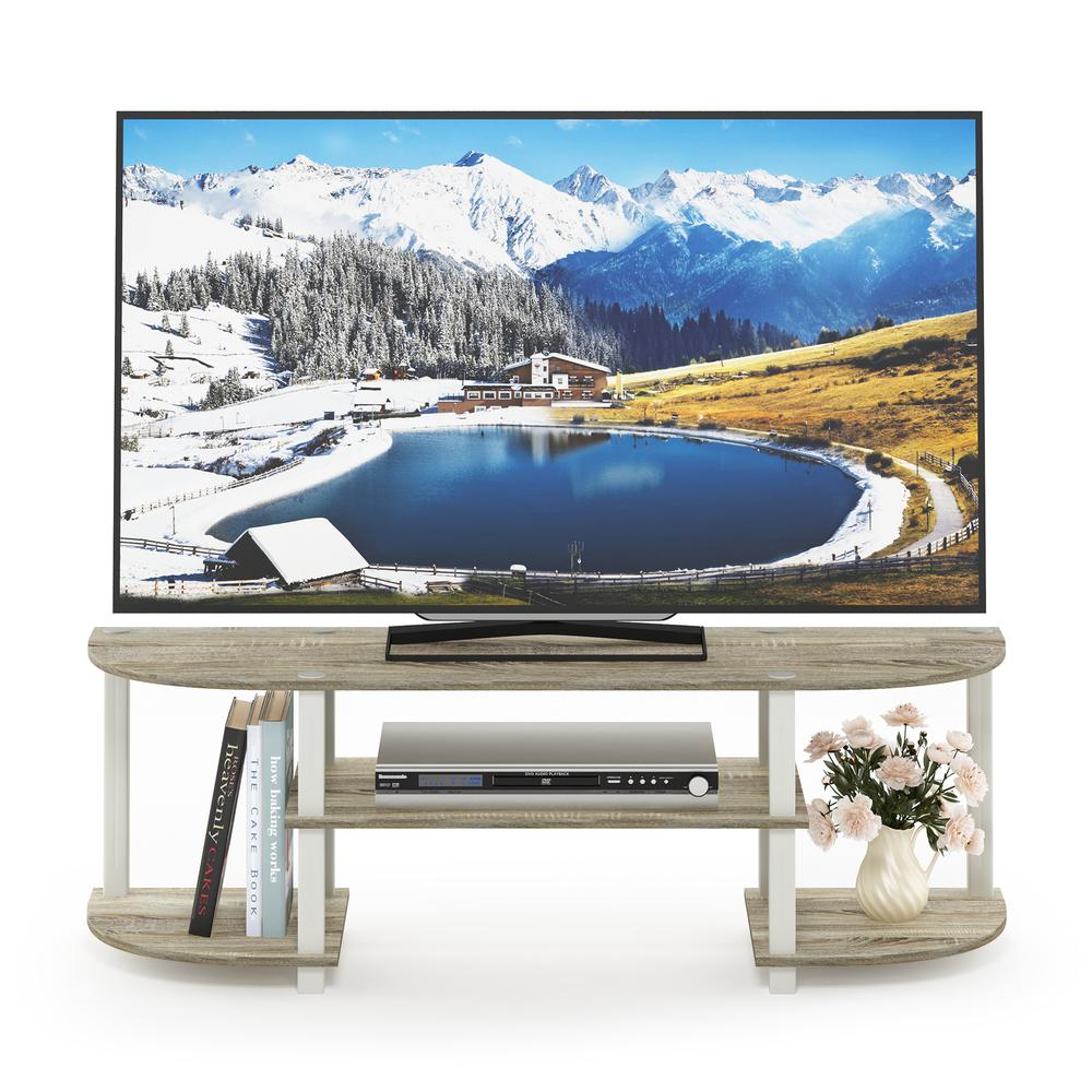 Furinno 11058 Turn-S-Tube Wide TV Entertainment Center, Sonoma Oak/White. Picture 4