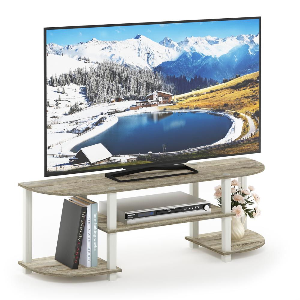 Furinno 11058 Turn-S-Tube Wide TV Entertainment Center, Sonoma Oak/White. Picture 5