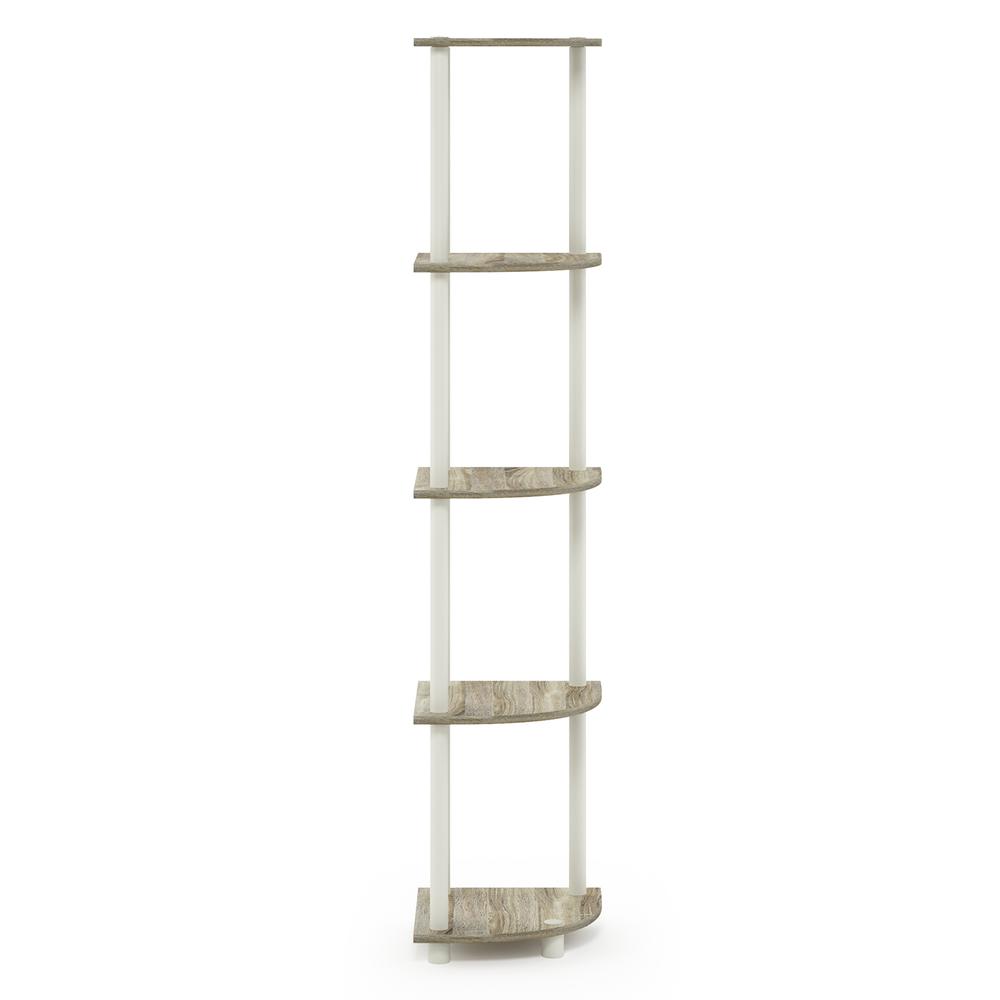 Furinno 99811 Turn-N-Tube 5 Tier Corner Display Rack Multipurpose Shelving Unit, Sonoma Oak/White. Picture 3