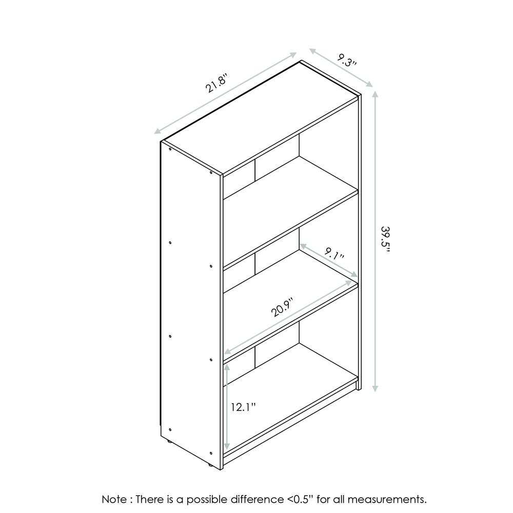 Furinno 99736 Basic 3-Tier Bookcase Storage Shelves, Sonoma Oak. Picture 2