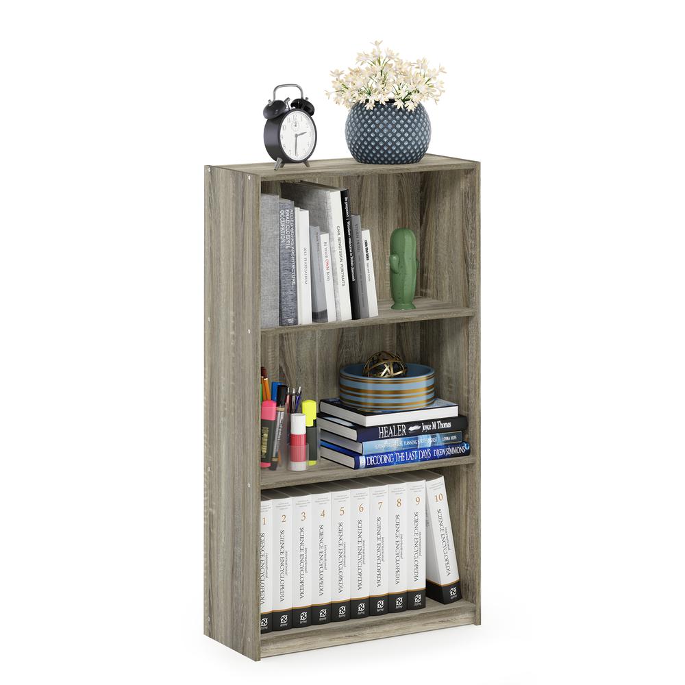 Furinno 99736 Basic 3-Tier Bookcase Storage Shelves, Sonoma Oak. Picture 4