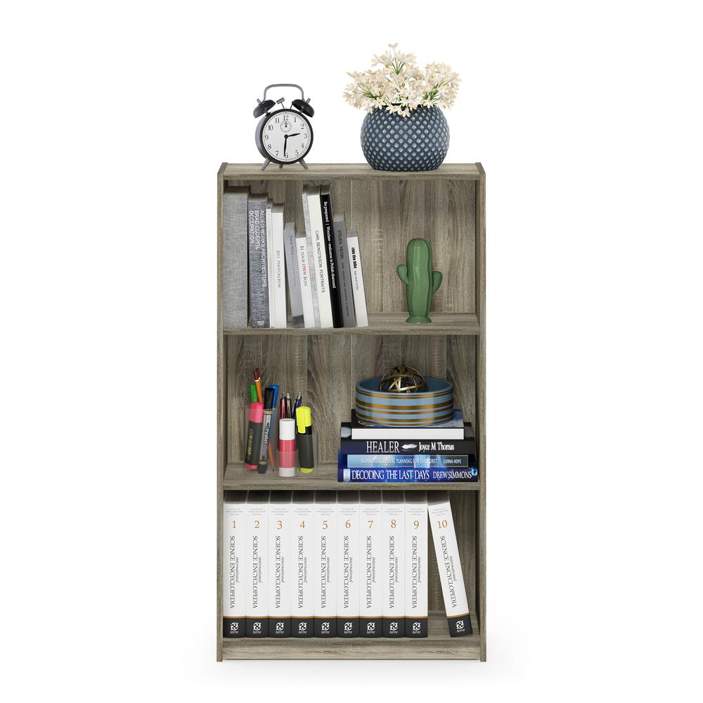 Furinno 99736 Basic 3-Tier Bookcase Storage Shelves, Sonoma Oak. Picture 5