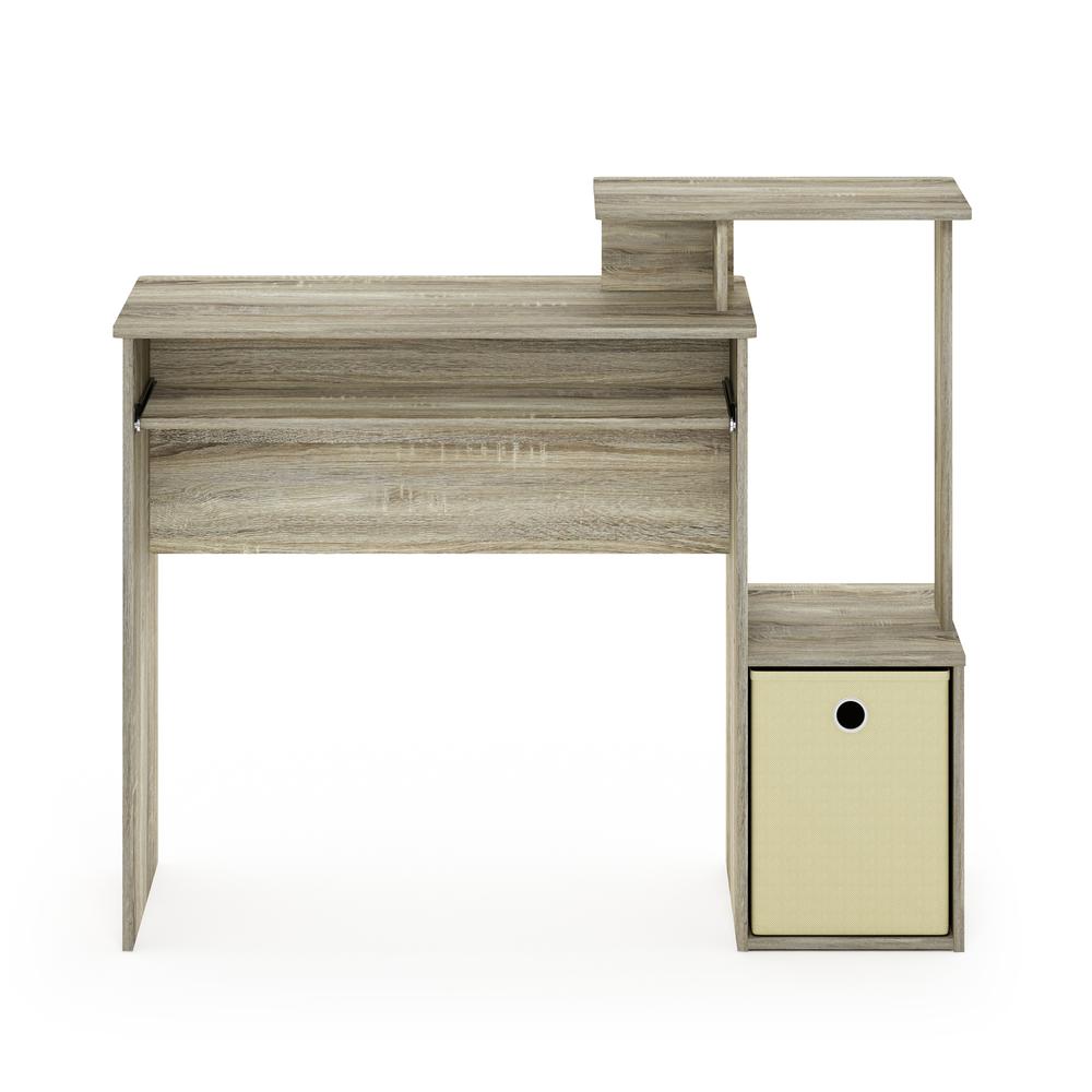 Furinno Econ Multipurpose Home Office Computer Writing Desk w/Bin, Sonoma Oak/Ivory. Picture 3