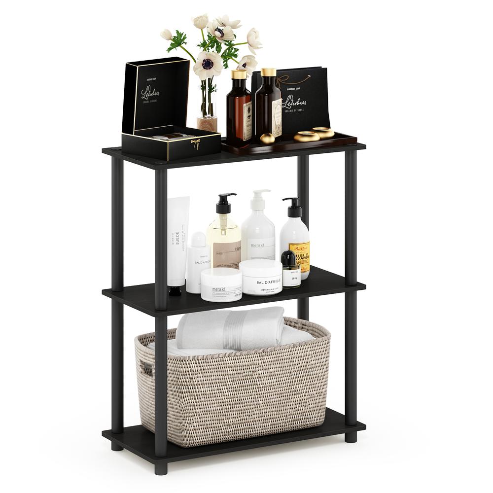 Furinno Turn-N-Tube 3-Tier Compact Multipurpose Shelf Display Rack, Espresso/Black. Picture 4