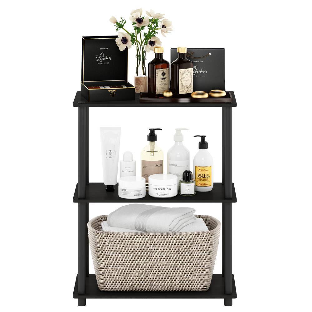 Furinno Turn-N-Tube 3-Tier Compact Multipurpose Shelf Display Rack, Espresso/Black. Picture 5