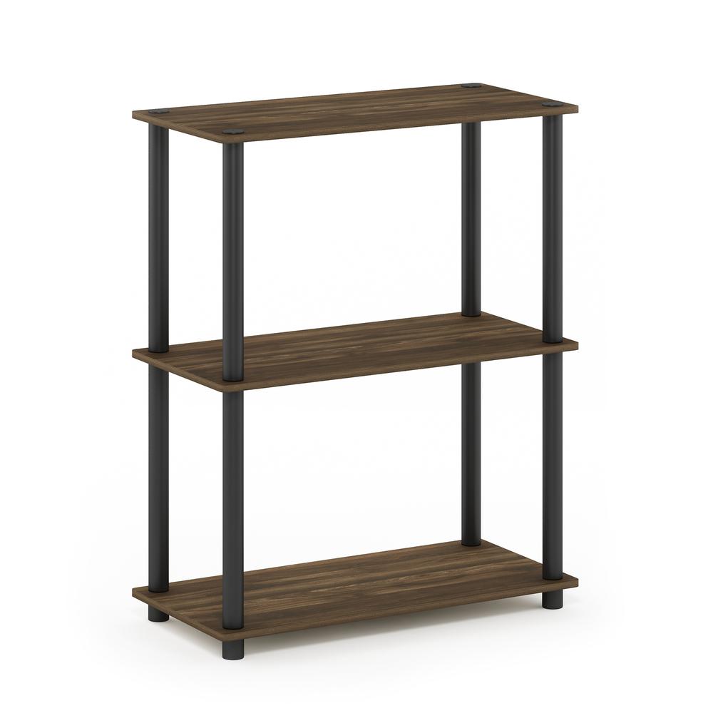 Furinno Turn-N-Tube 3-Tier Compact Multipurpose Shelf Display Rack, Columbia Walnut/Black. Picture 1
