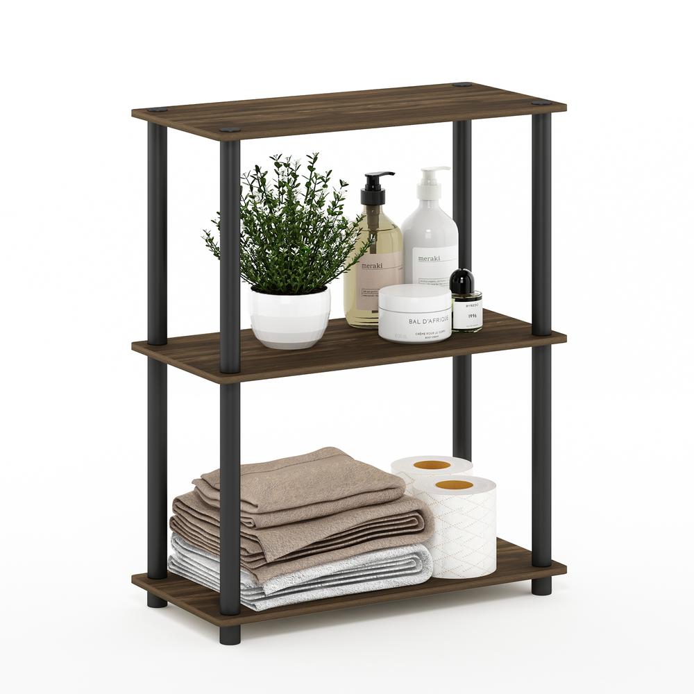 Furinno Turn-N-Tube 3-Tier Compact Multipurpose Shelf Display Rack, Columbia Walnut/Black. Picture 4