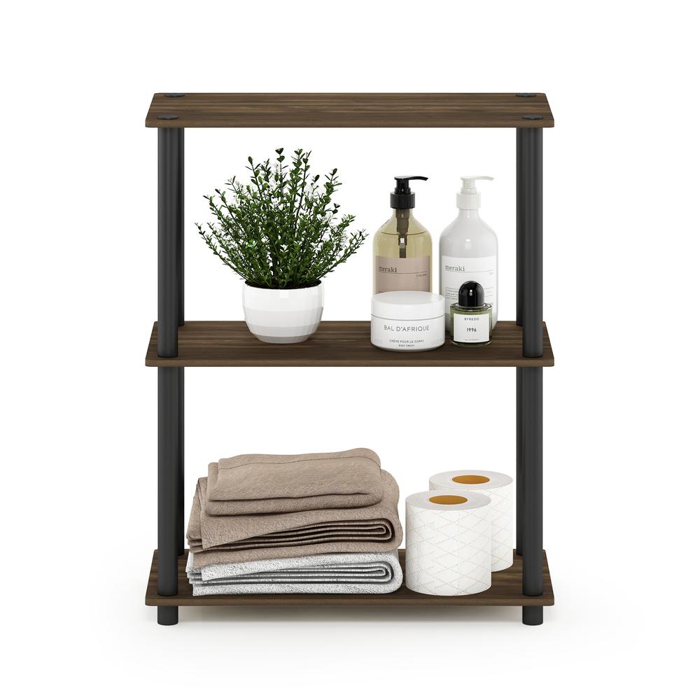 Furinno Turn-N-Tube 3-Tier Compact Multipurpose Shelf Display Rack, Columbia Walnut/Black. Picture 5