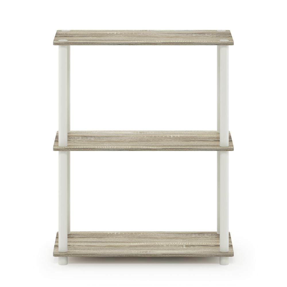Furinno Turn-N-Tube 3-Tier Compact Multipurpose Shelf Display Rack, Sonoma Oak/White. Picture 3