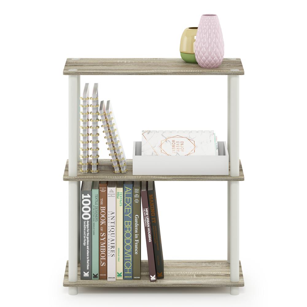 Furinno Turn-N-Tube 3-Tier Compact Multipurpose Shelf Display Rack, Sonoma Oak/White. Picture 5