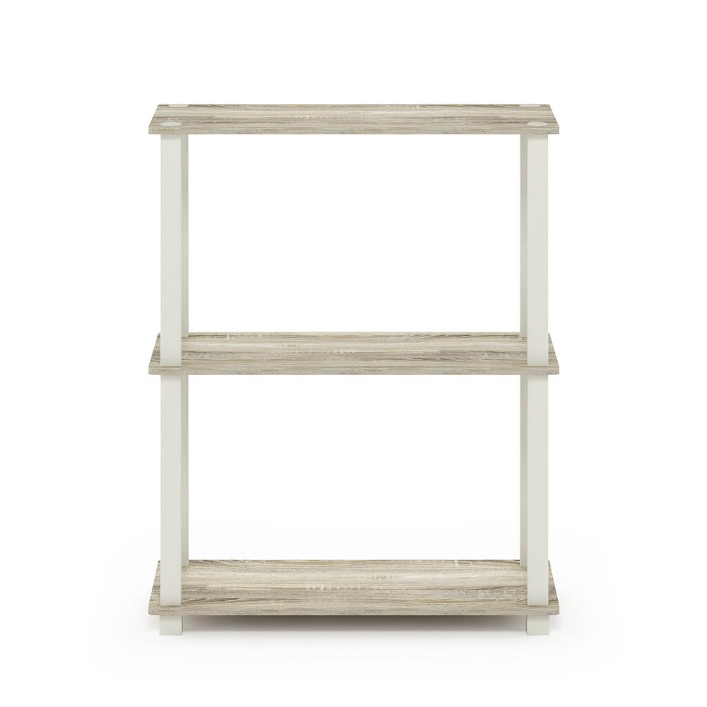 Furinno Turn-S-Tube 3-Tier Compact Multipurpose Shelf Display Rack with Square Tube, Sonoma Oak/White. Picture 3