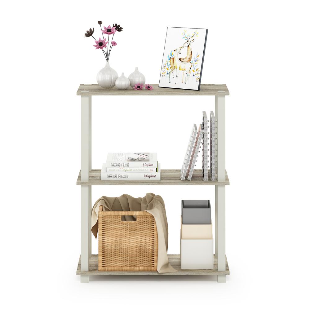 Furinno Turn-S-Tube 3-Tier Compact Multipurpose Shelf Display Rack with Square Tube, Sonoma Oak/White. Picture 5