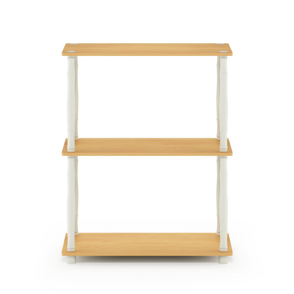 Furinno Turn-N-Tube 3-Tier Compact Multipurpose Shelf Display Rack with Classic Tube, Beech/White. Picture 3