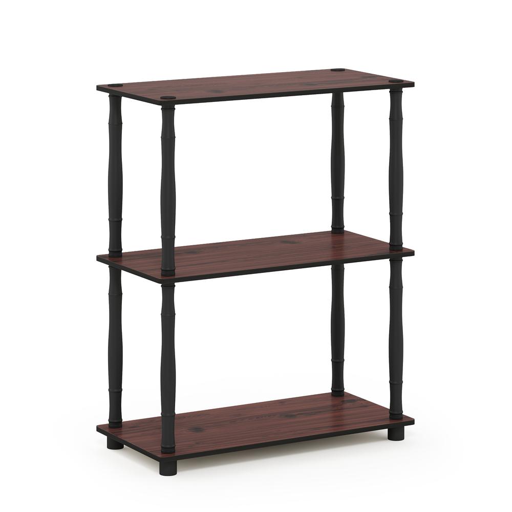 Furinno Turn-N-Tube 3-Tier Compact Multipurpose Shelf Display Rack with Classic Tube, Dark Cherry/Black. Picture 1