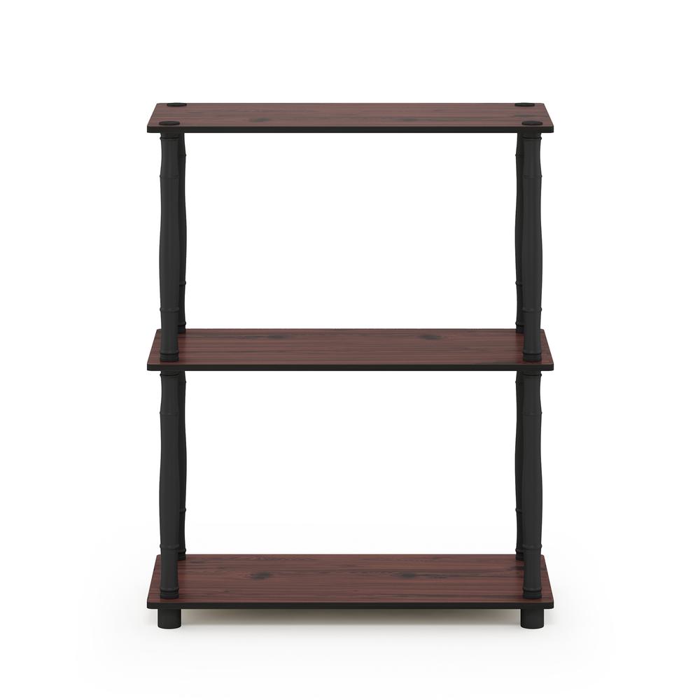 Furinno Turn-N-Tube 3-Tier Compact Multipurpose Shelf Display Rack with Classic Tube, Dark Cherry/Black. Picture 3