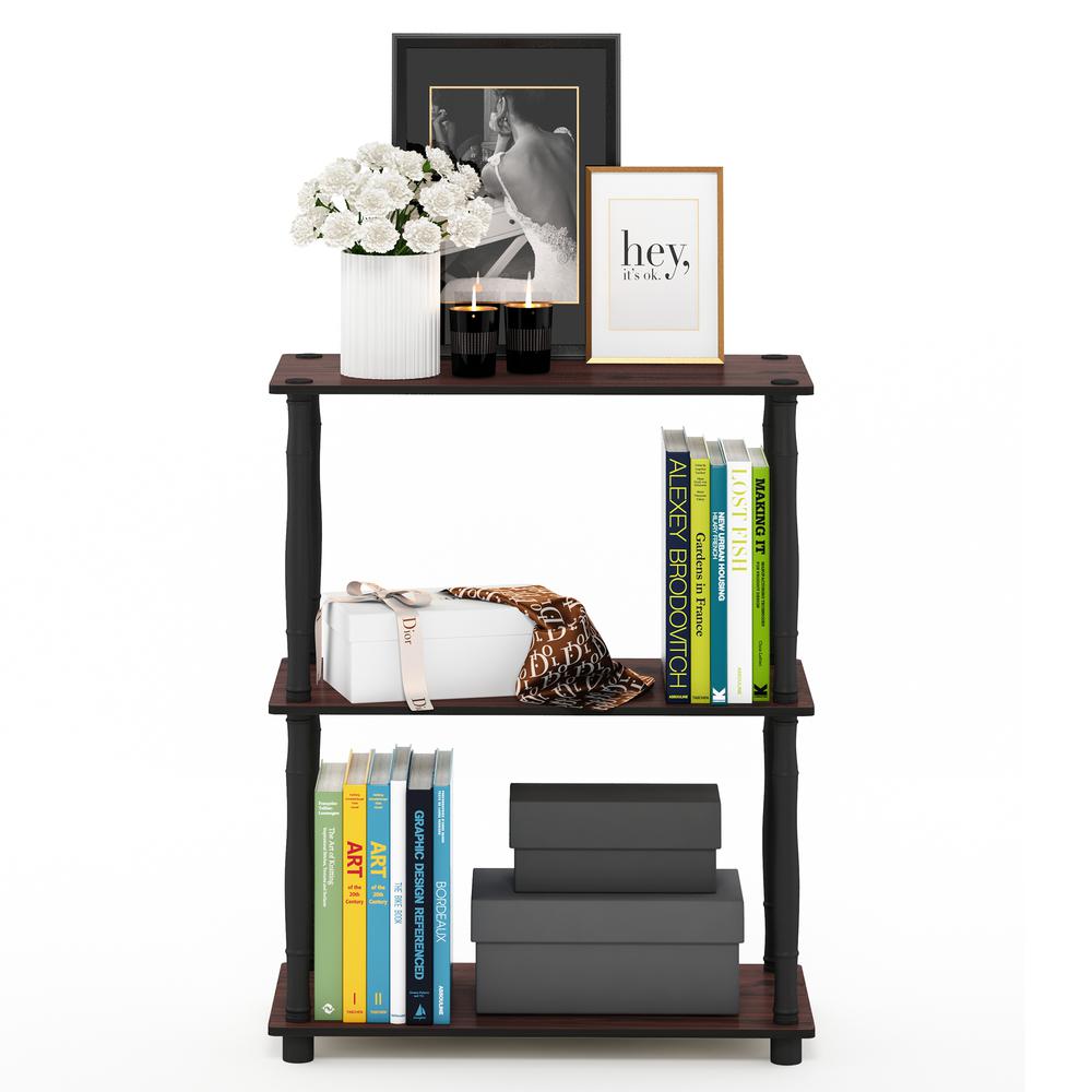 Furinno Turn-N-Tube 3-Tier Compact Multipurpose Shelf Display Rack with Classic Tube, Dark Cherry/Black. Picture 5