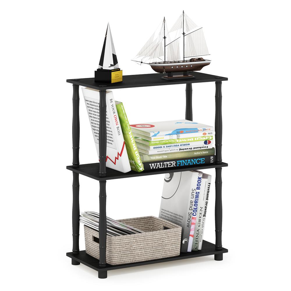 Furinno Turn-N-Tube 3-Tier Compact Multipurpose Shelf Display Rack with Classic Tube, Americano/Black. Picture 4