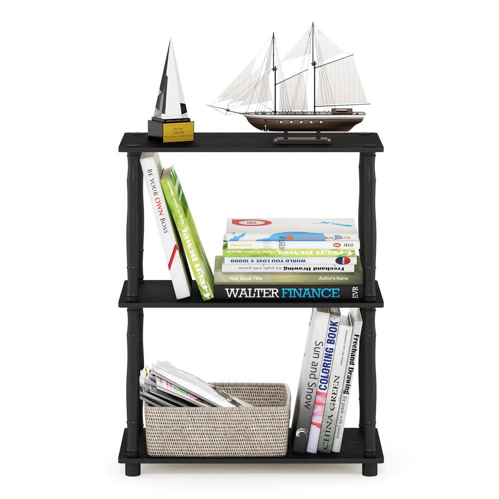 Furinno Turn-N-Tube 3-Tier Compact Multipurpose Shelf Display Rack with Classic Tube, Americano/Black. Picture 5