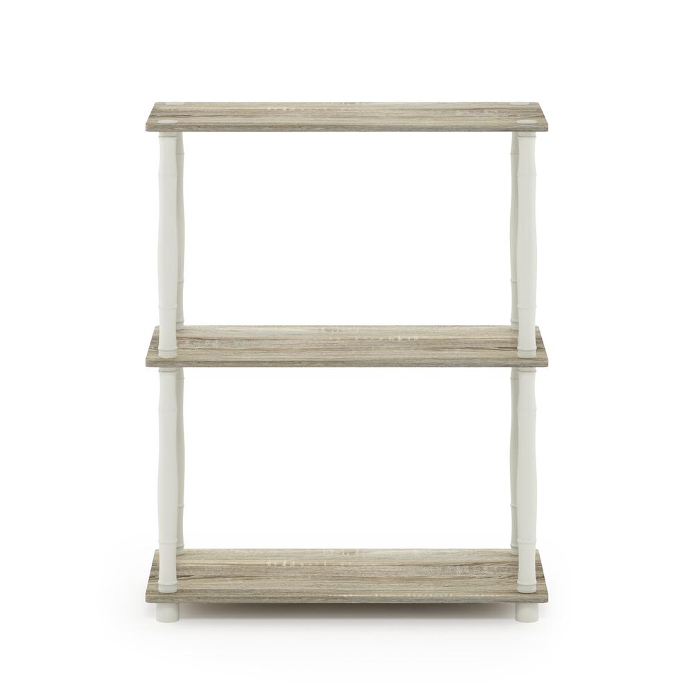 Furinno Turn-N-Tube 3-Tier Compact Multipurpose Shelf Display Rack with Classic Tube, Sonoma Oak/White. Picture 3