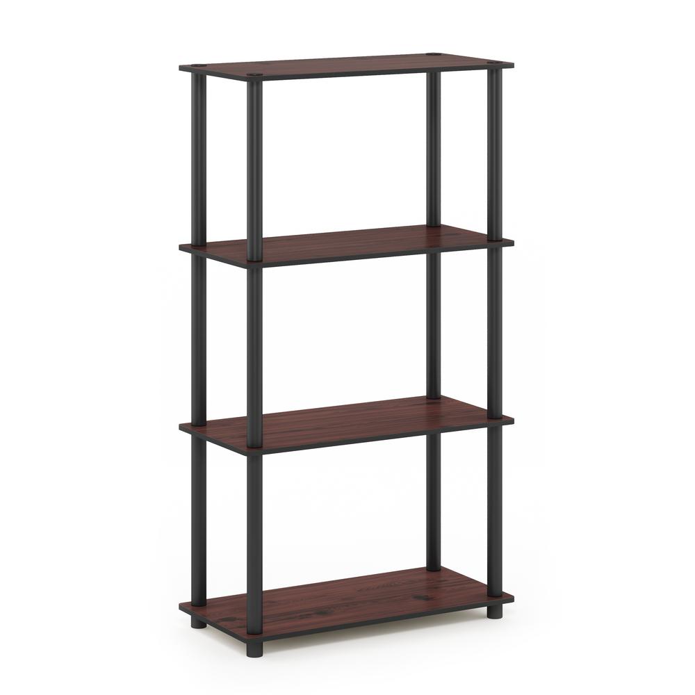 Furinno Turn-N-Tube 4-Tier Multipurpose Shelf Display Rack, Dark Cherry/Black. Picture 1