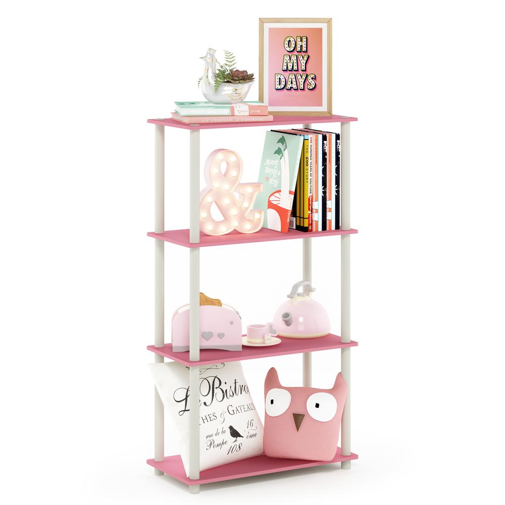 Furinno Turn-N-Tube 4-Tier Multipurpose Shelf Display Rack, Pink/White. Picture 4