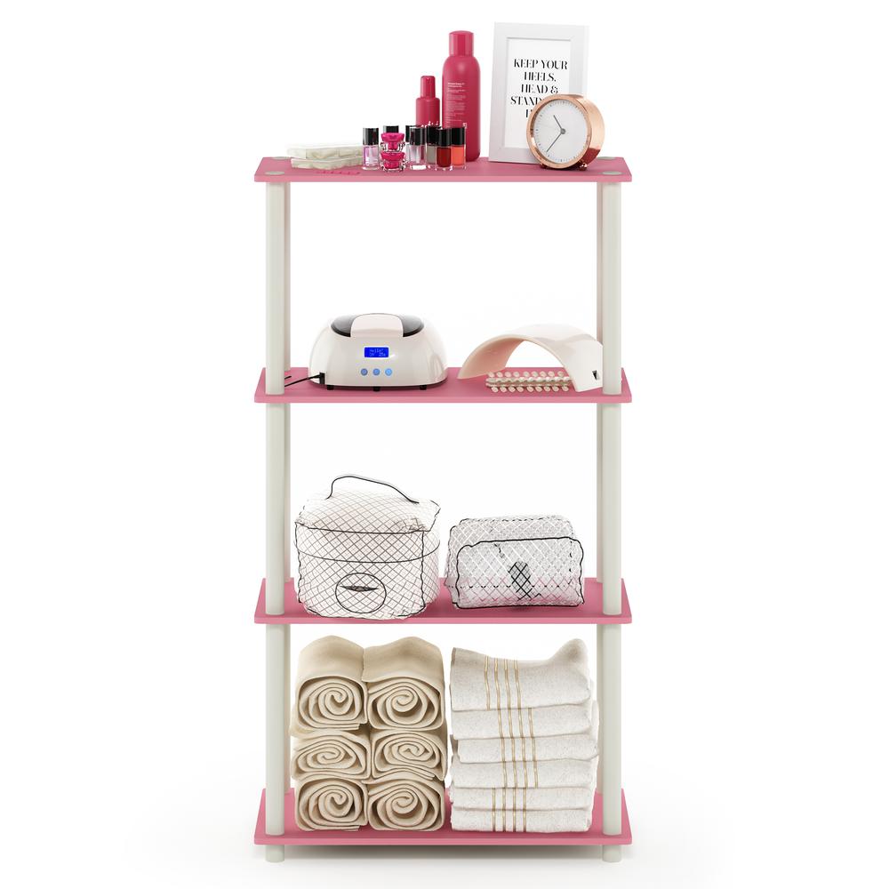 Furinno Turn-N-Tube 4-Tier Multipurpose Shelf Display Rack, Pink/White. Picture 5