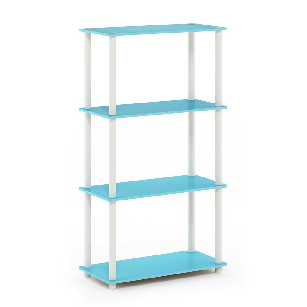 Furinno Turn-N-Tube 4-Tier Multipurpose Shelf Display Rack, Light Blue/White. Picture 1